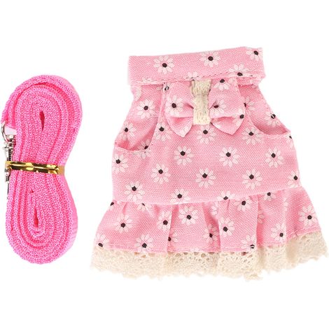 Robe de lapin avec laisse douce et réglable pour petits animaux domestiques avec corde de traction pour furet, cochon d'Inde, hamster S rose (1/5)