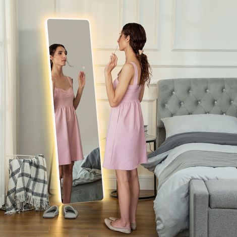 Specchio a figura intera con illuminazione a LED, comandi touch, dimmerabile, senza cornice, 40 x 150 cm