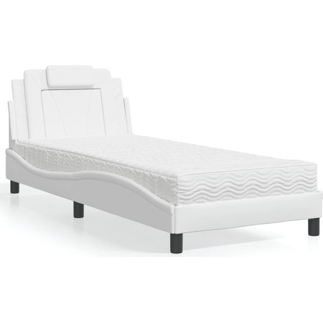 Lit Viana avec matelas-Lit Adulte blanc 90x190 cm similicuir 728159 (1/5)