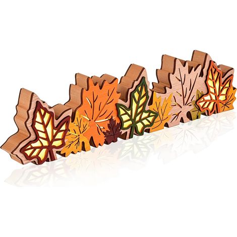 Lampe Décoration Feuille Érable Bois Automne LED Chauffante Cuisine Table Fenêtre Intérieur (1/5)