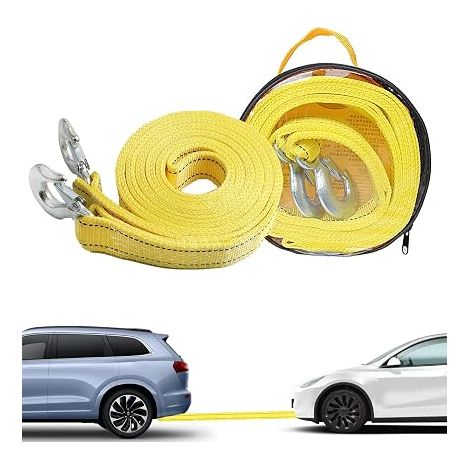 Towing Strap, Towing Strap, with Storage Bag and U-Shaped Hook, with Reflective Strips, Suitable for Towing Most Vehicles (1/4)