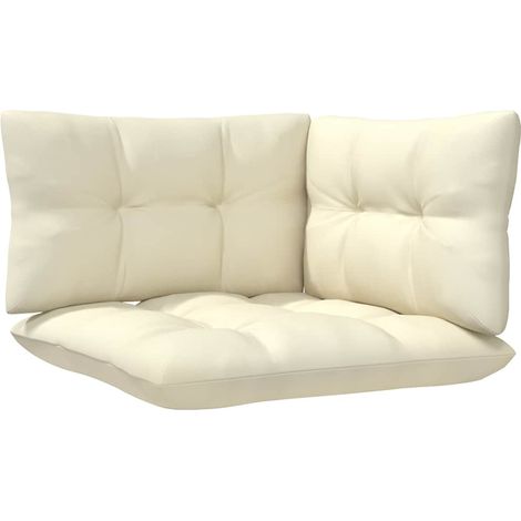 Maison Exclusive - Garten-Ecksofa mit Kissen in Creme Massivholz (1/5)