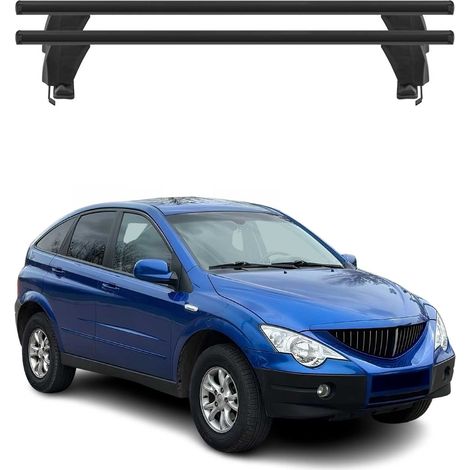 OMAC Dachträger Querträger Alu für Ssangyong Actyon 2006-2011 – Abschließbar – T-Nut – City-Crash-getestet – Max. 50 kg Schwarz (1/5)