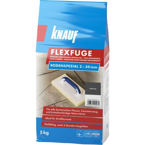 Knauf Fugenmörtel Flexfuge Bodenspezial 2 - 50 mm anthrazit 5 kg Fugenmörtel