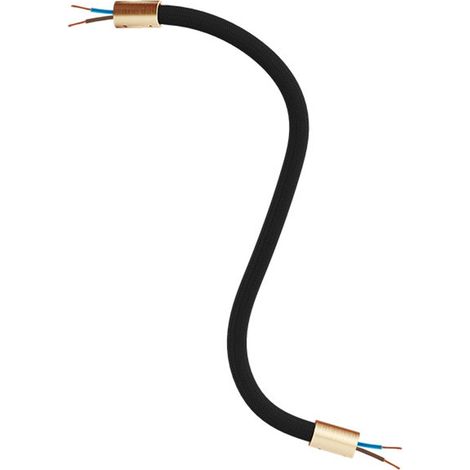 Creative-Cables Kit Creative Flex flexibles Verlängerungsrohr (30 cm Länge, Ø 10 mm) – Stoffummantelung RM04 schwarz und satinierte Bronze-Akzente – Mit Metallendstücken und Zubehör