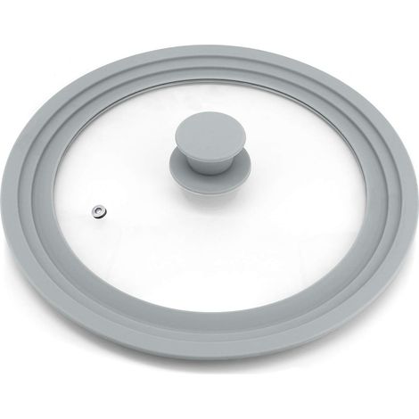 Couvercle universel pour casseroles, poêles et poêles, en verre trempé avec bord en silicone, compatible avec tous les ustensiles de cuisine de 22,9 à 27,9 cm de diamètre, couvercle de (1/5)