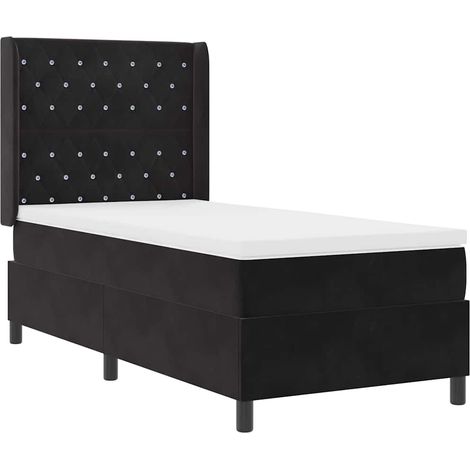 Maison Exclusive - Letto a molle con materasso con led Nero 90 x 190 cm Velluto (1/5)