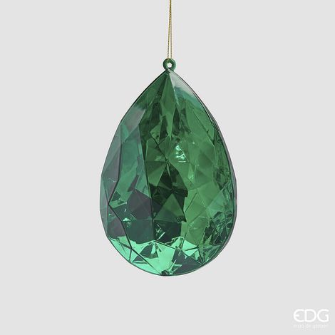 EDG Enzo De Gasperi Decoro Diamante Rettangolare di Natale da Appendere H 15 Cm L 10 Cm L 6 Cm Pp Emerald Green
