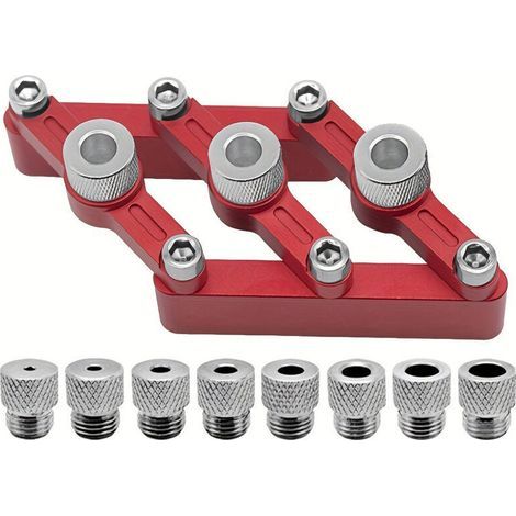 Serre-joints à tenon autocentrants (3-10 mm) pour le travail du bois, forets 3 en 1 et localisateurs de trous droits à 90 degrés avec 11 douilles de perçage, adaptés au mobilier en panneaux à faire so (1/4)