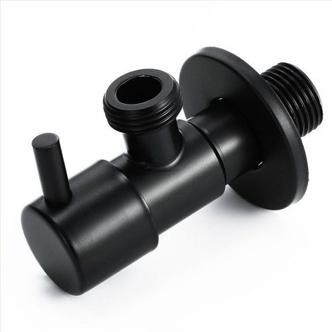 4X Vanne D'Angle Noire 304 Vanne D'Arrêt D' En Acier Inoxydable étanche Froide et Chaude Accessoires de Salle de Bain Généraux (1/5)