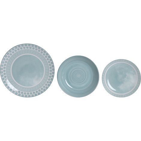 Vajilla Set 18 Porcelana 27X27X2,5 Turquesa