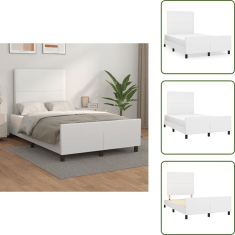 Cama con cabecero - vidaXL Estructura de cama sin colchón cuero sintético blanco 120x200cm - Cama de cuero sintético