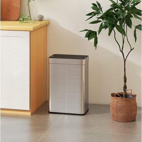 cubo de basura con sensor 55L acero inoxidable OKMYHOME (1/3)