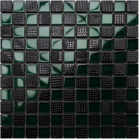 Mosaïque en verre sur filet pour salle de bain ou cuisine 30cm x 30cm - Crushed Cleopatra (1/5)