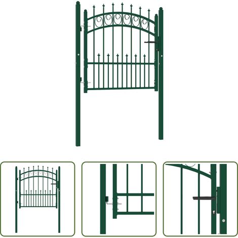 vidaXL Sicherheitsbarriere - Zauntor Emmen mit Spikes Stahl 104 x 97 cm Grün (1/5)