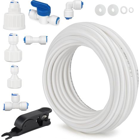Kühlschrank-Anschluss-Set, 10-teiliger Wasserfilter-Anschluss, 15 m Wasserversorgungsschlauch, Filterrohr, Teile und Zubehör, Kühlschrank-Armaturen-Set, Schläuche (1/4 Zoll) (1/5)
