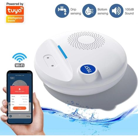 Tuya Rilevatore Perdite Acqua Smart WiFi con Sirena 100dB e Doppio Sensore Anti Allagamento (1/5)