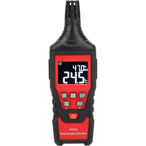 Digitales Temperatur- und Feuchtigkeitsmessgerät mit hoher Genauigkeit und Empfindlichkeit, tragbar, mit Dual-LCD-Anzeige HT618 (1/5)
