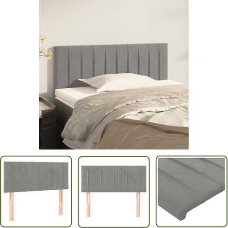 The Living Store Tête de lit Gris clair 90x5x78/88 cm Velours - Tête De Lit - Literie - Meuble De Chambre - Velours - Chaise Longue (1/5)