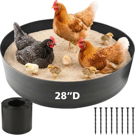 Bac à bain de poussière réglable pour poules, canards et cailles, bac de sable volaille en PE avec piquets de fixation (1/5)