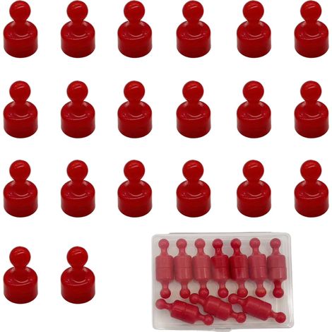 Lot de 20 Mini aimants colorés, puissants aimants en néodyme pour réfrigérateur, Tableau magnétique, punaises pour Bureau et Maison, 12 x 20 mm (Rouge)