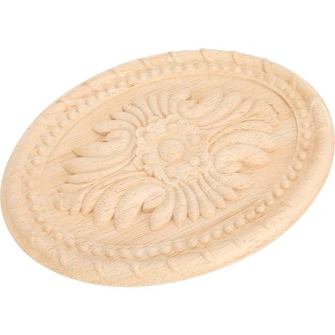 Centre de porte en bois sculpté avec accessoires de meubles appliqués de style européen, pièces florales ovales en bois massif gaufré. (1/5)