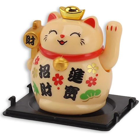 Chat Porte-Bonheur, Maneki Neko Japonais, Chat Porte-Bonheur, Statuettes Chat Porte Bonheur Chat Fortune Petit Chat Agitant Solaire pour La Décoration De La Maison Et De La Voiture