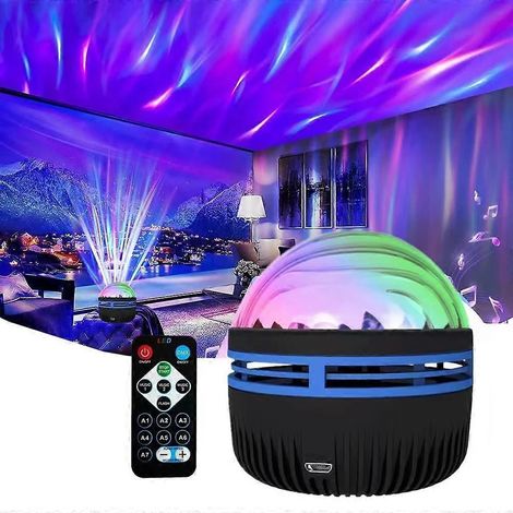 Veilleuse Aurora, projecteur galaxie avec 7 effets lumineux, projecteur d'aurores boréales et de vagues pour la décoration de la chambre. (1/5)
