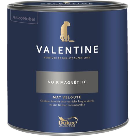 Dulux Valentine Peinture intérieure de haute qualité - Valentine - Couleur intense & pouvoir couvrant élevé - Mat Velouté Noir Magnétite 2 L