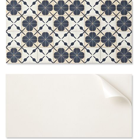 Panel de vinilo autoadhesivo con estampado decorativo de 100x50 cm con dise帽o floral sobre fondo negro.
