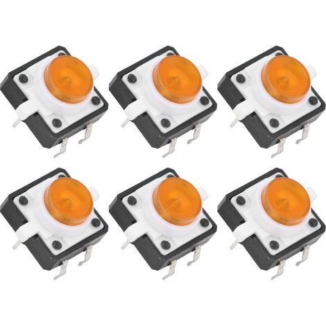 20 Interrupteurs Tactiles Momentanés à LED Jaune 12x12x7.3mm pour Circuits Électroniques (1/5)