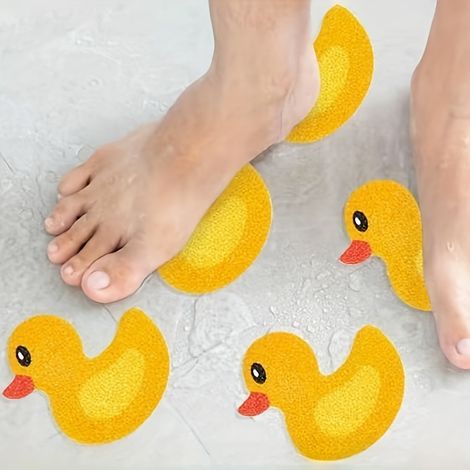 Set de 12 autocollants de salle de bain canard jaune mignon - Antidérapants, adhésif haute qualité pour baignoire, carrelages de paroi de douche - Facile à décoller sans résidu, tapis antidérapants po (1/3)
