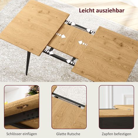 Table extensible, table pour 6-8 personnes, table de cuisine avec pieds en acier solide (1/5)