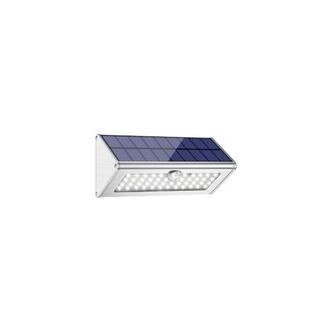 Lámpara solar de 46 LED, 4500 mAh, para exteriores, con carcasa de aleación de aluminio, resistente al agua, con sensor de movimiento, ideal para porche, jardín, patio y garaje (luz blanca) - Crezuo