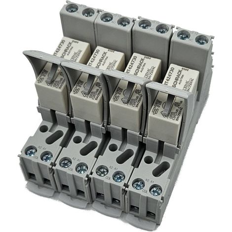 Kit de 4 modules relais pour rail DIN - bobine de relais 230 V CA, 2 contacts inverseurs AgNi 8 A 250 V CA (1/2)