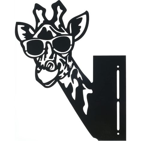 Girafe - Décoration Extérieure En Fer - Pour Jardin Clôture Mur - 30 x 28 cm - Noir - 1 Pièce (1/5)
