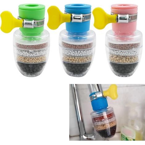 Lot de 3 filtres à eau pour robinet, filtre à charbon actif à 6 couches, filtre à eau de remplacement pour évier (1/5)