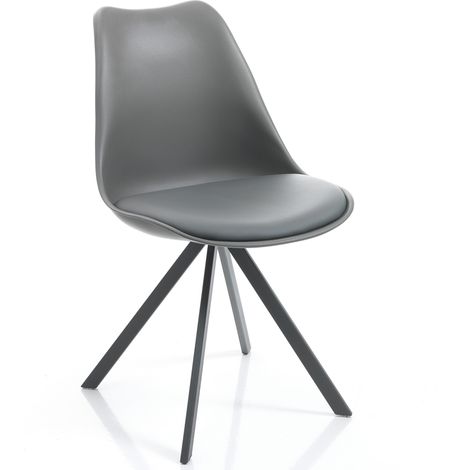 Set 4 sedie in pelle sintetica grigia cm. H.82 x L.48 x P.58