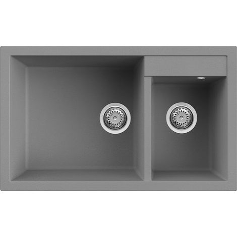 Lavello Elleci Incasso 2 vasche 81,5x50 Quadra 440 Metaltek Grigio Titanium LMQ44073 (1/3)