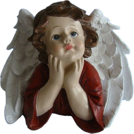 Decorazione Natale Statua Angelo in resina Colore rosso 26 x 26 cm