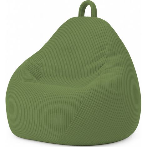 Pouf poire déhoussable velours côtelé - 120x100 cm vert (1/5)