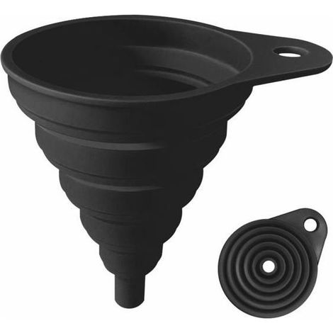 Entonnoir de cuisine, entonnoir de cuisine pliable en silicone alimentaire (noir) (1/5)