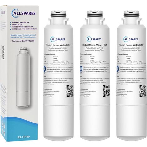 Filtro de agua AllSpares (3x) para frigorífico compatible con Samsung DA29-00020B (1/5)