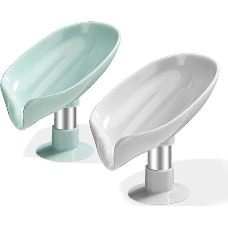 Lot de 2 porte-savons - Porte-savon à ventouse - Porte-savon de douche - Porte-éponge pour évier - Porte-savon avec évacuation - Porte-savon de cuisine facile à nettoyer (1/4)