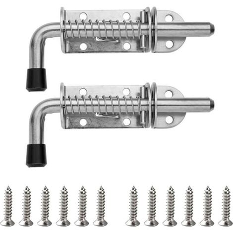 Lot de 2 loquets à ressort en acier inoxydable pour porte coulissante. Installation facile. Verrou portable pour porte et fenêtre. (1/5)