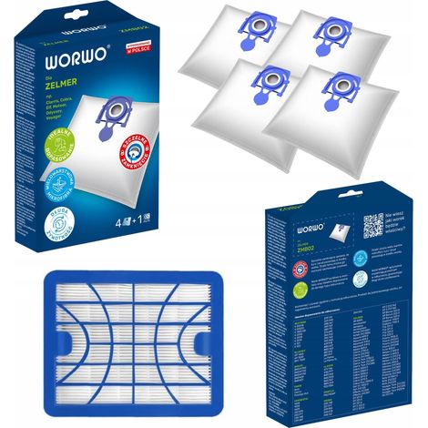 4 sacchetti più 1 filtro Hepa per Zelmer Odyssey Meteor Bosch ZMB02K ELF 2 (1/5)