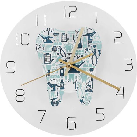 Bunte Wanduhr für Zahnarztpraxen, Acryl-Hängeuhr, dekorative Uhr mit geräuschlosem Uhrwerk, Uhr für die Zahnarztpraxis (1/5)