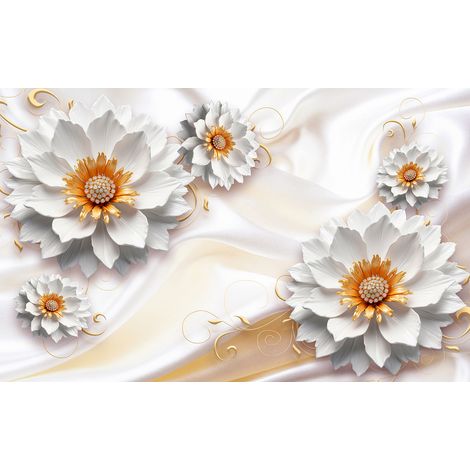 Papier peint panoramique - Fleurs 3D - 130 cm x 81 cm (1/2)