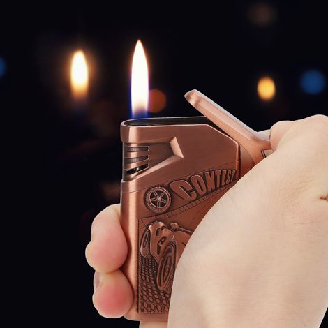 Allume-cigare rechargeable USB double arc résistant au vent (bronze violet) (1/3)