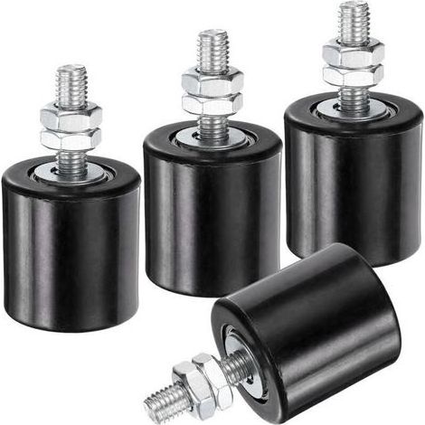 noir, Lot de 4 rouleaux de guidage pour portail coulissant, 4,3 cm en nylon, support de portail, guide universel à roulement à billes scellé pour po